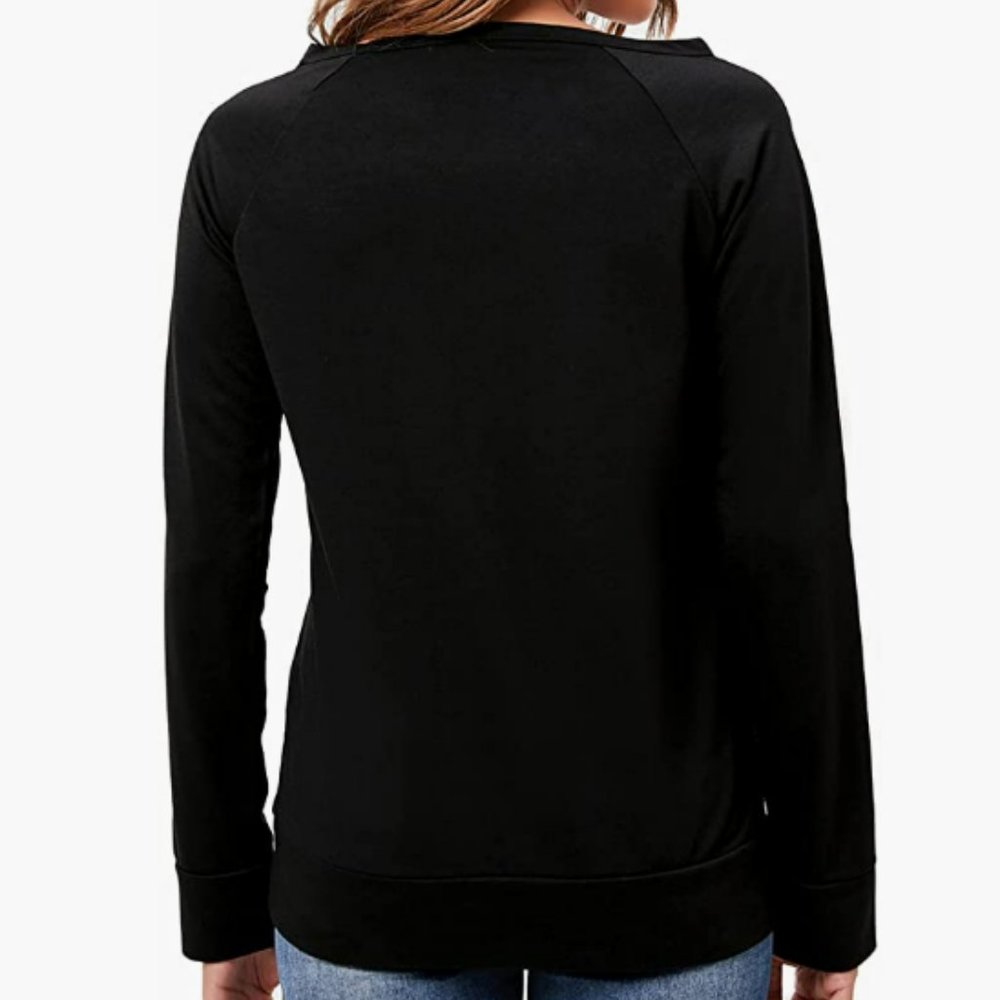 NWT Classic Jet Black Jack 'O Lantern Fleece Lined Long Sleeve Jumper Pullover - Picture 3 of 5